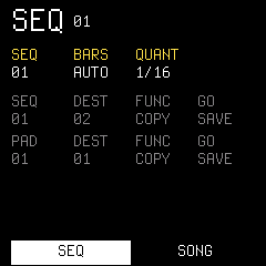 SEQ 页，第一行 SEQ、BARS、QUANT
