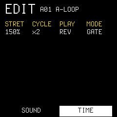 TIME，STRET、CYCLE、PLAY、MODE